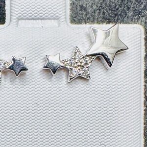 925 Triple Star Earrings - Sterling Silver and Clear  Stones